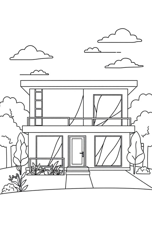 Modern House Coloring Sheet