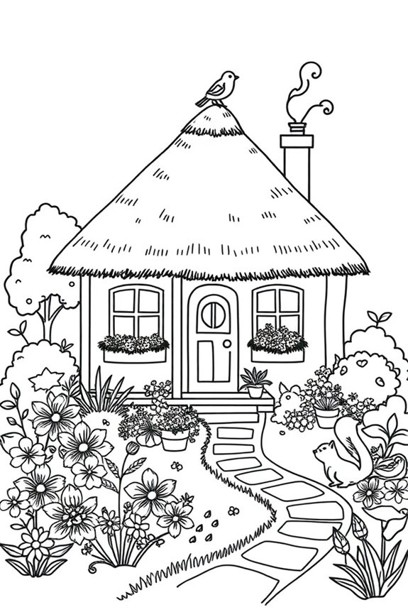 Cute Bungalow Coloring Sheet