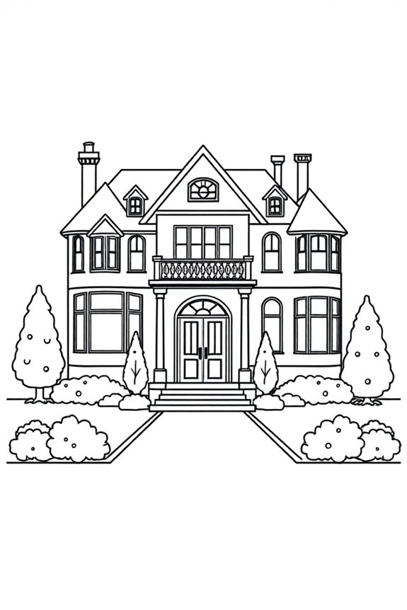 Simplified Mansion Coloring Sheet