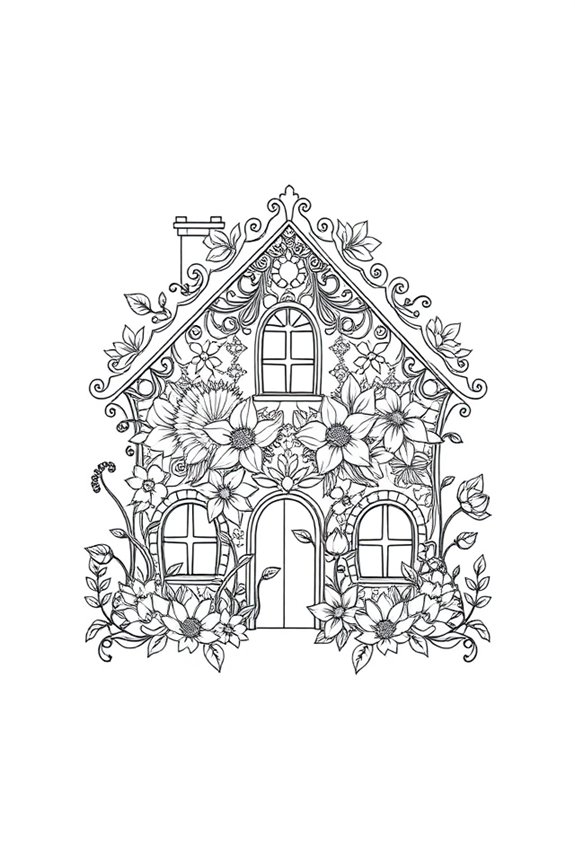 Flower Mandala House Coloring Sheet
