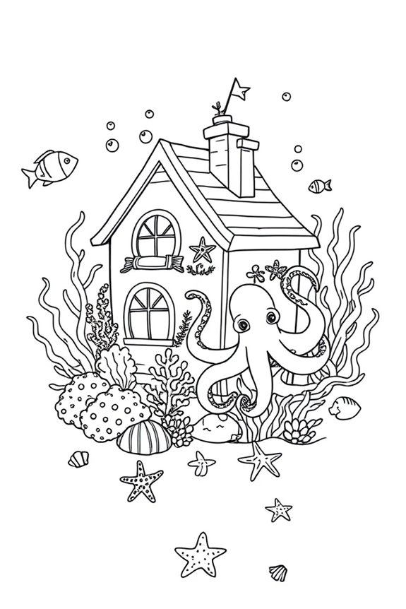 Underwater House Coloring Sheet
