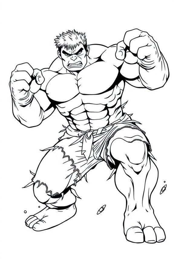 Hulk Superhero Line Art Coloring Sheet