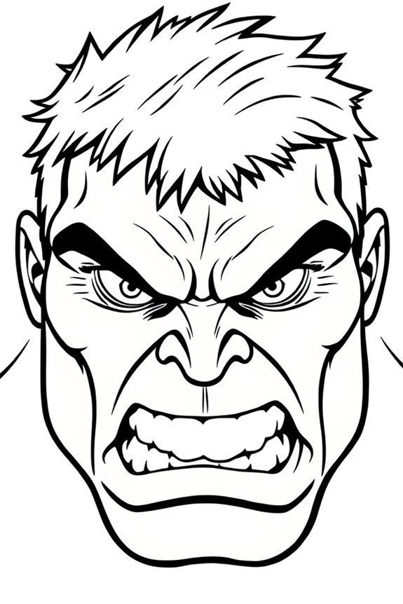 Hulk Face Expression Coloring Sheet