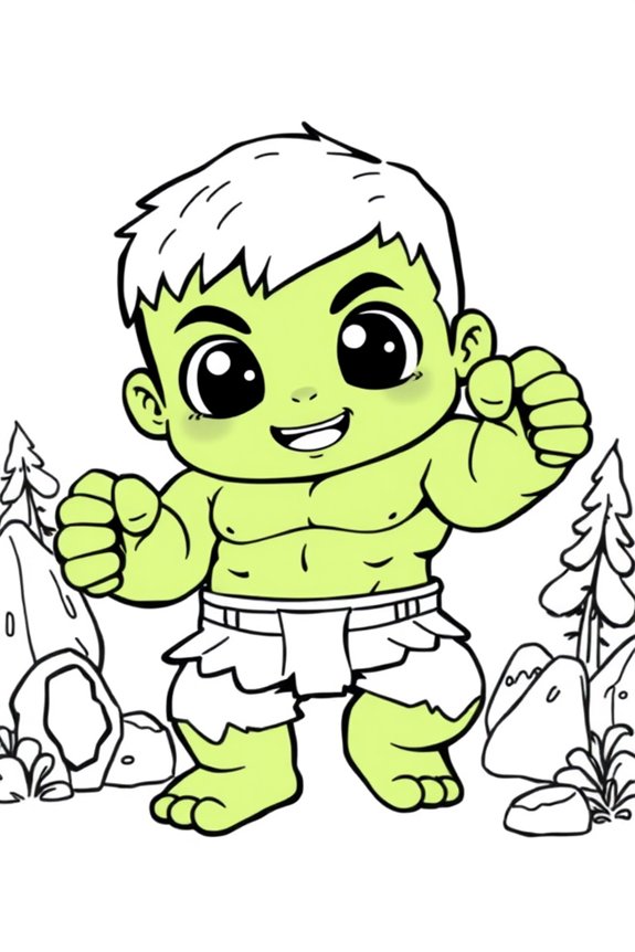 Cute Hulk Chibi Coloring Sheet