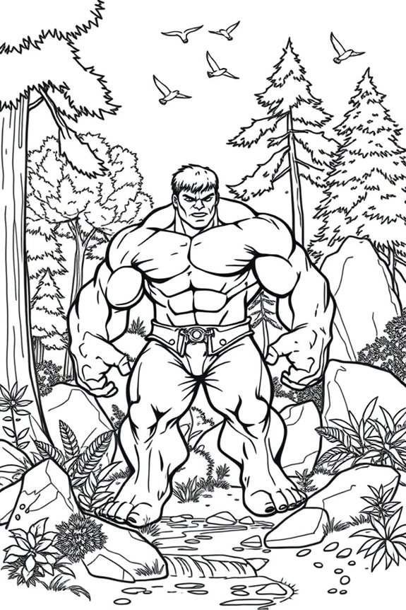 Hulk in Nature Coloring Sheet