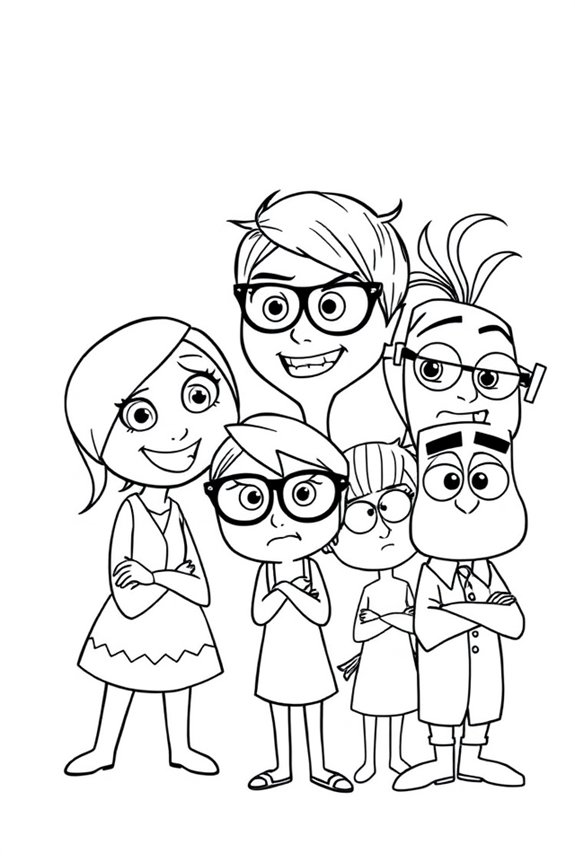 Inside Out 2 Characters coloring sheet