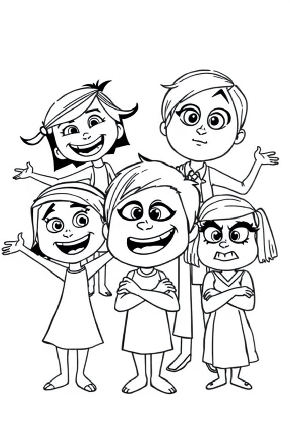 Inside Out 2 Expressions coloring sheet