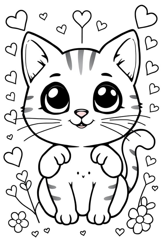 Kawaii Cat Coloring Sheet