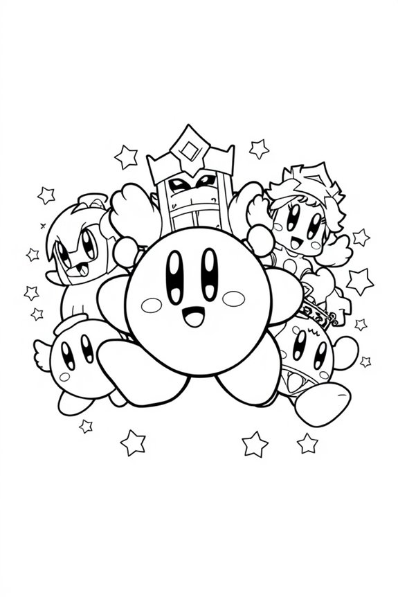 Kirby with friends coloring sheet