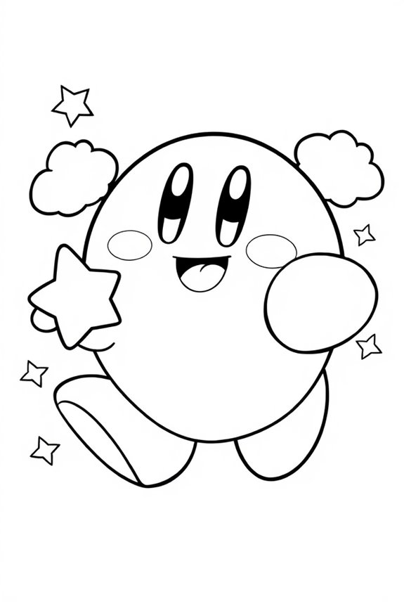 Kirby line art coloring sheet