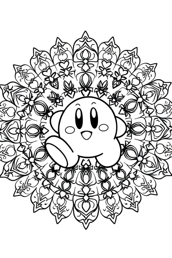 Kirby mandala coloring sheet