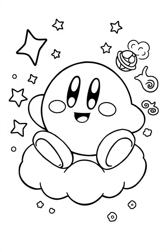 Kirby doodle coloring sheet