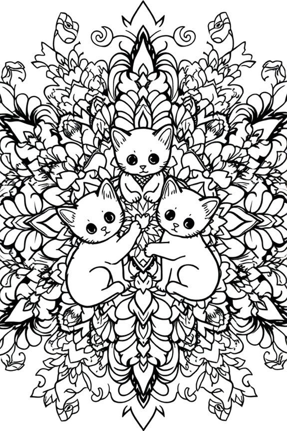 Kitten Mandala Coloring Sheet