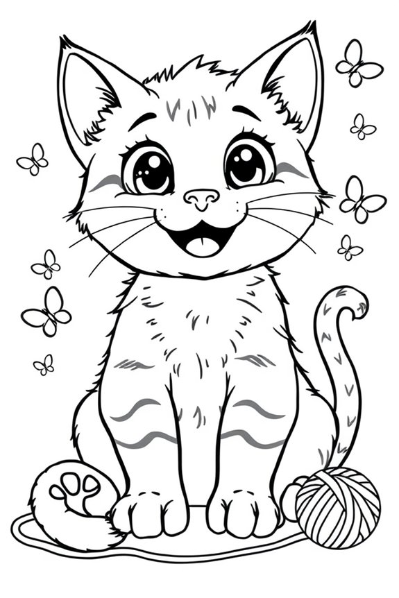 Happy Kitten Coloring Sheet