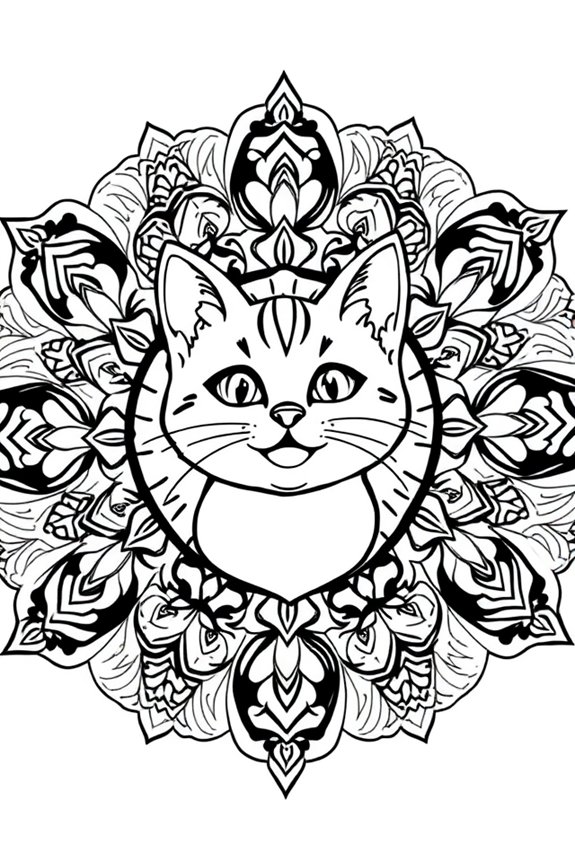 Mandala Kitty Coloring Sheet