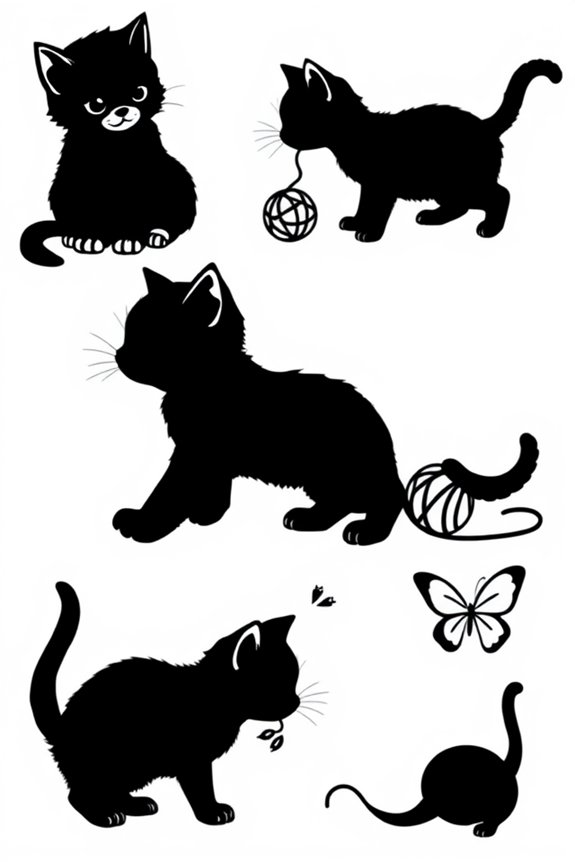 Kitten Silhouettes Coloring Sheet