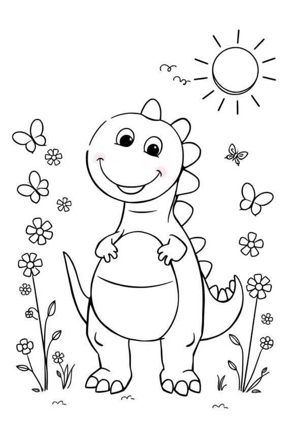 Happy Dinosaur Coloring Sheet