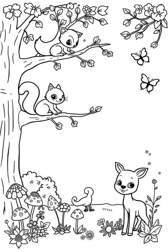 Cute Forest Animals Coloring Sheet