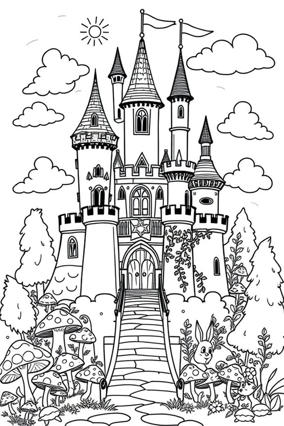 Whimsical Fairy Tale Castle Coloring Sheet