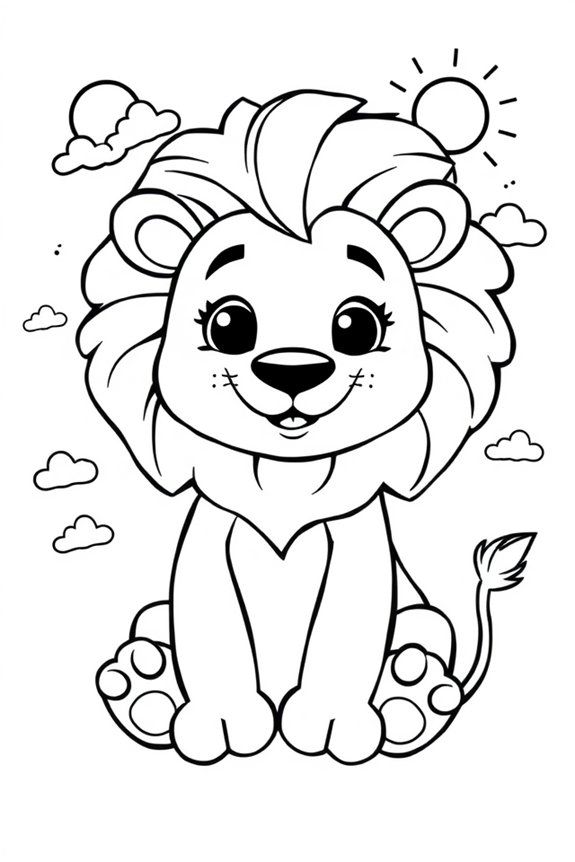 Cute Cartoon Lion Coloring Sheet