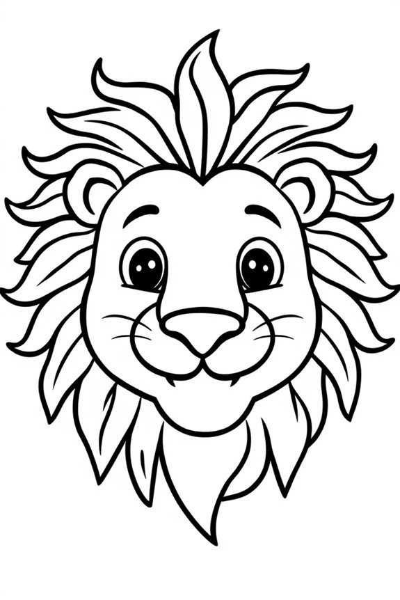 Simple Line Art Lion Coloring Sheet