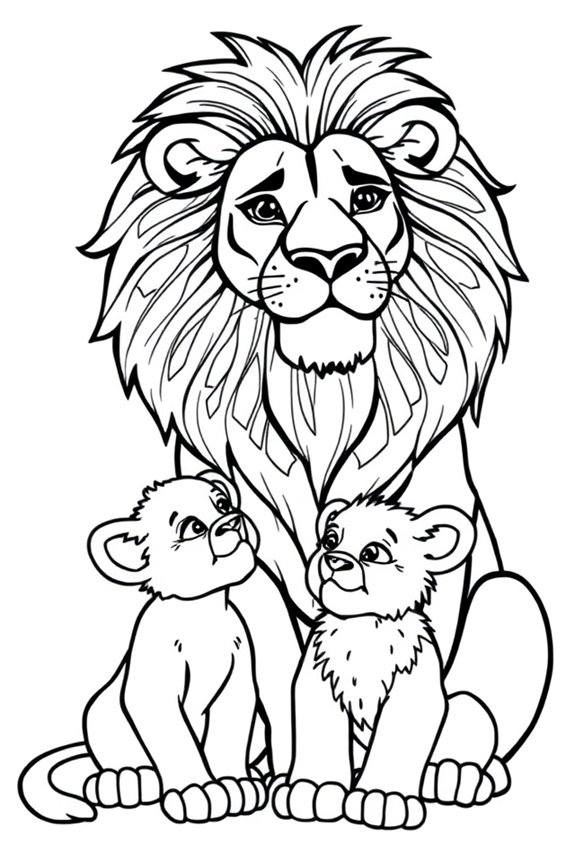 Lion and Cub Coloring Sheet