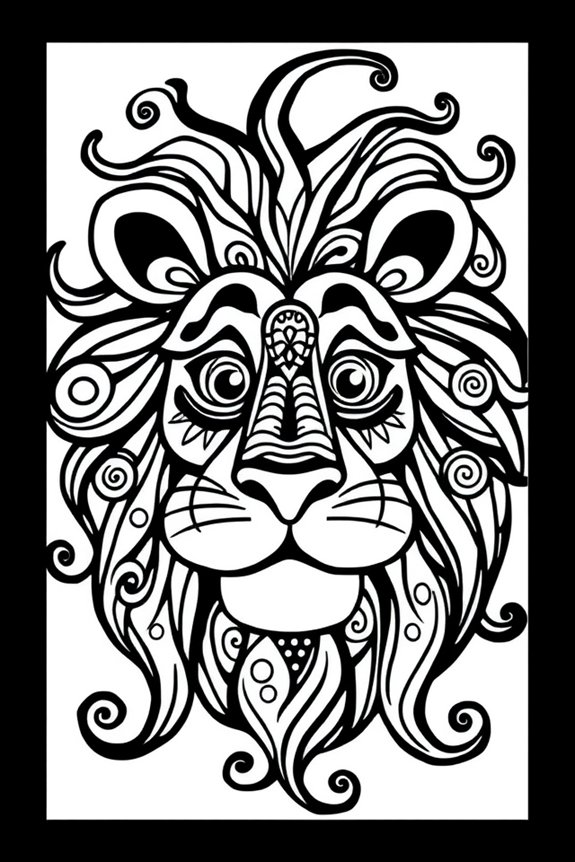 Funky Abstract Lion Coloring Sheet