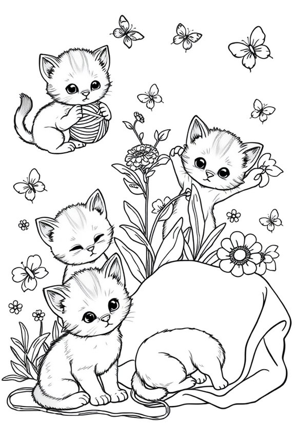 Cute Kittens Coloring Sheet