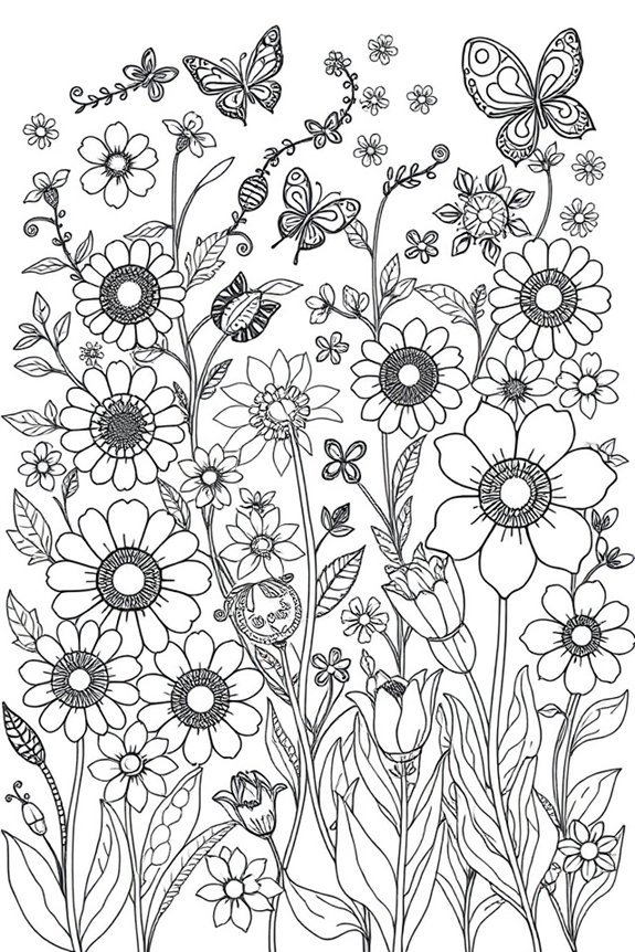 Magic Garden Flowers Coloring Sheet