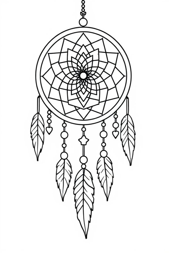 Colorful Dreamcatcher Coloring Sheet