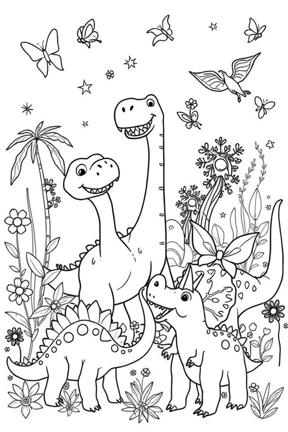 Playful Dinosaurs Coloring Sheet