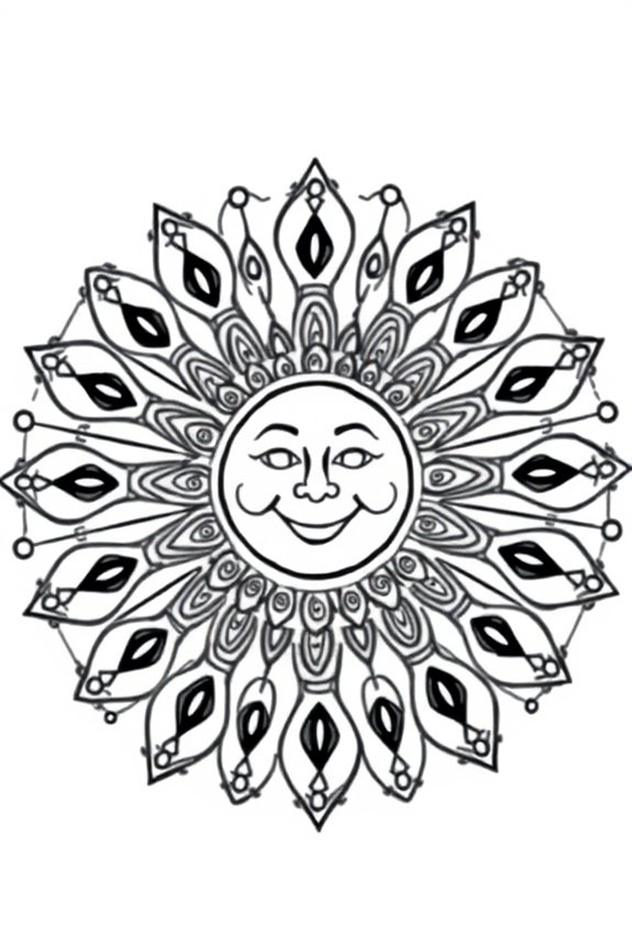 Simple Sun Mandala Coloring Sheet