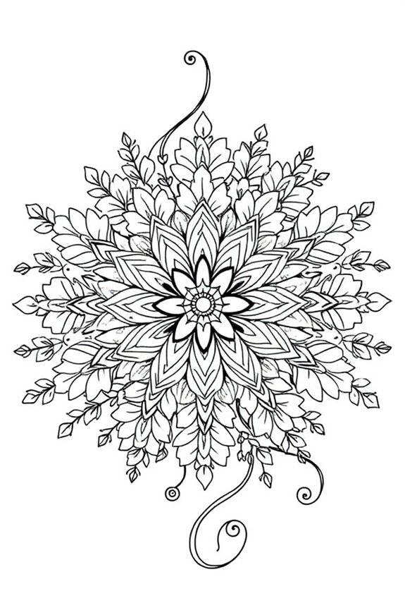 Whimsical Flower Mandala Coloring Sheet