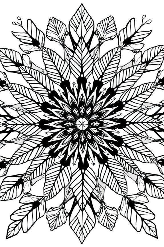 Nature-Inspired Leaves Mandala Coloring Sheet