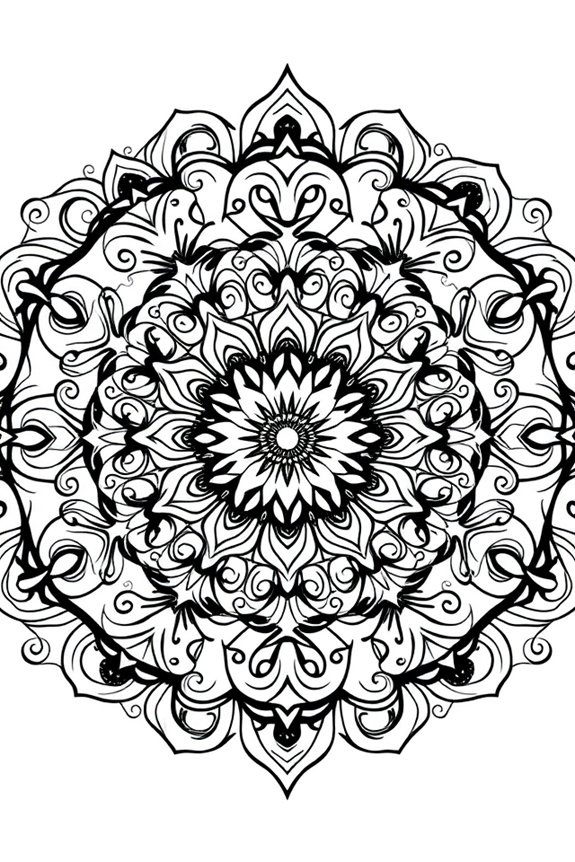 Fun Swirls and Curves Mandala Coloring Sheet