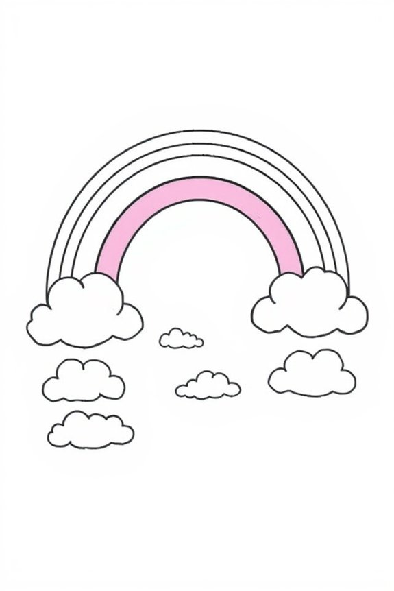Simple Clouds and Rainbows coloring sheet