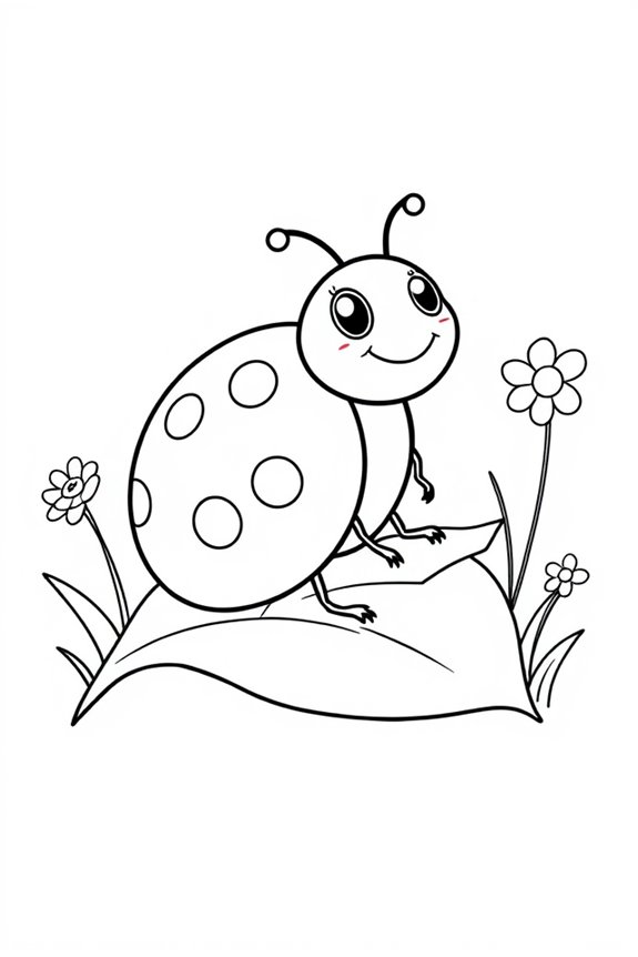 Playful Ladybug coloring sheet