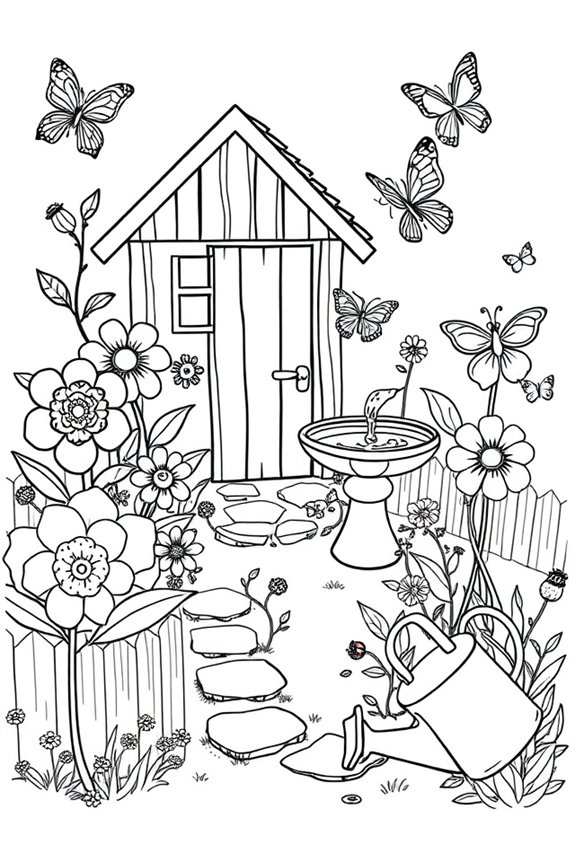 Miniature Garden Scene coloring sheet