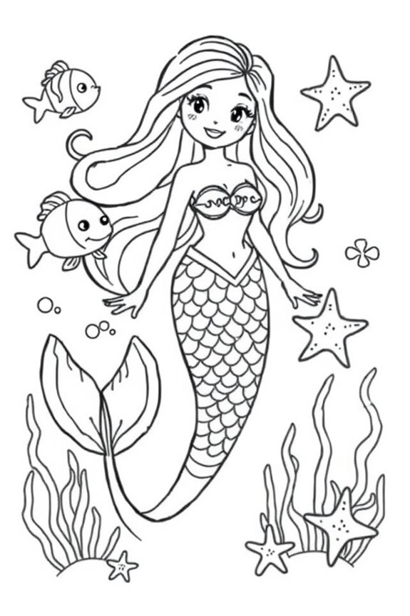 Easy Mermaid Coloring Sheet