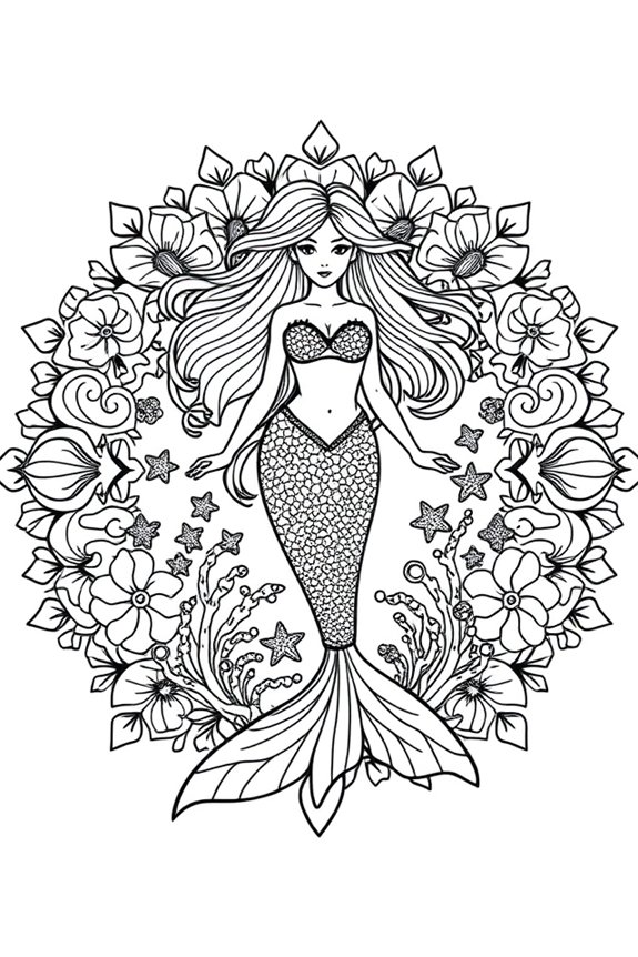 Mermaid Mandala Coloring Sheet