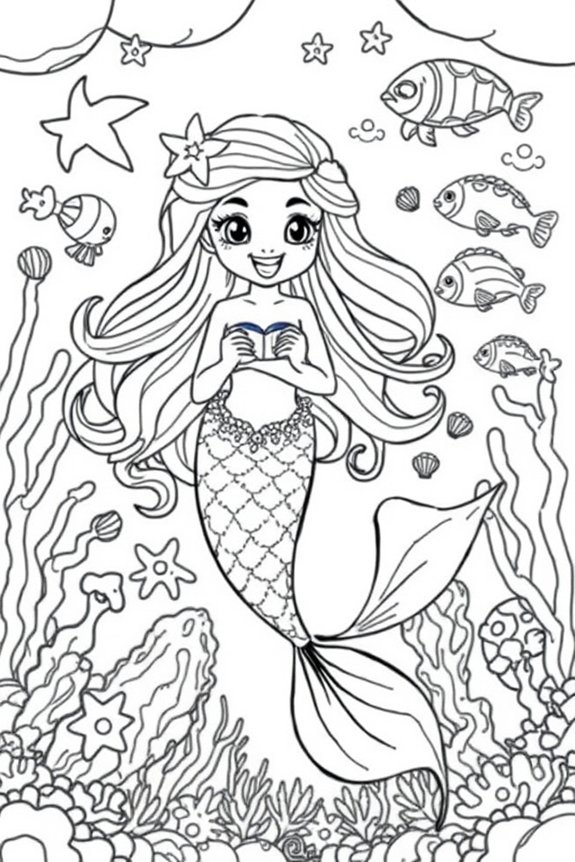 Playful Mermaid Coloring Sheet