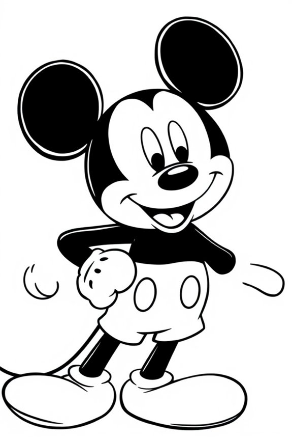 Mickey Mouse Line Art Coloring Sheet