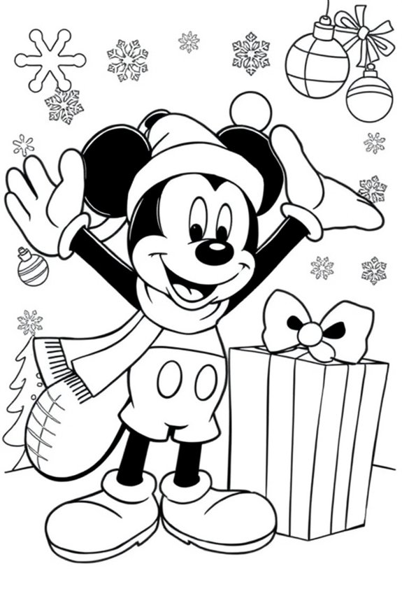 Mickey Mouse Holiday Celebration Coloring Sheet