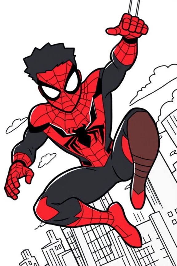 Miles Morales Cartoon Style Coloring Sheet