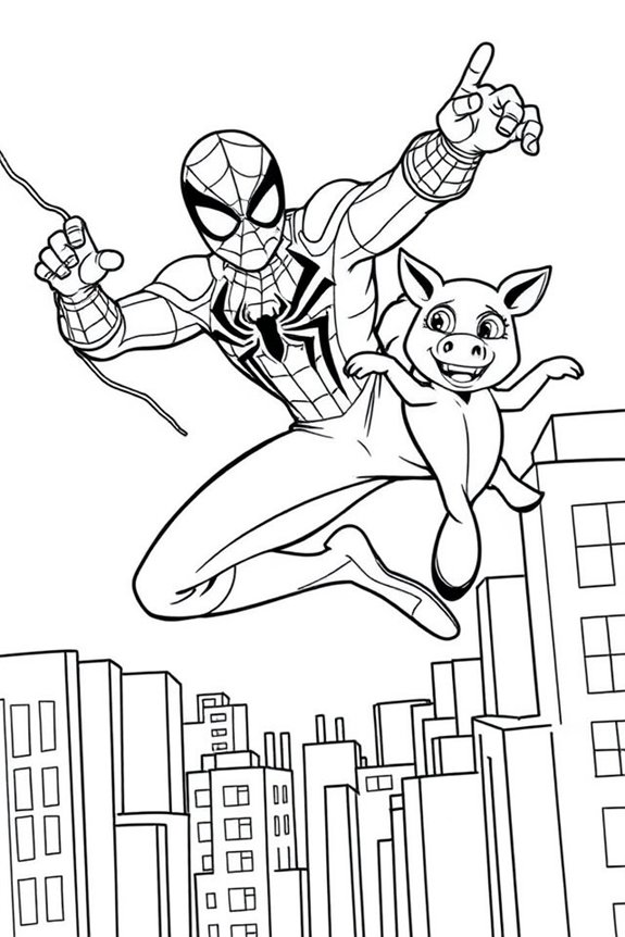 Miles Morales with Spider-Ham Coloring Sheet