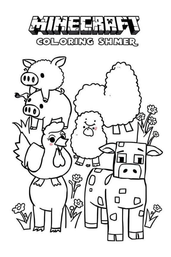 Minecraft Animals Coloring Sheet