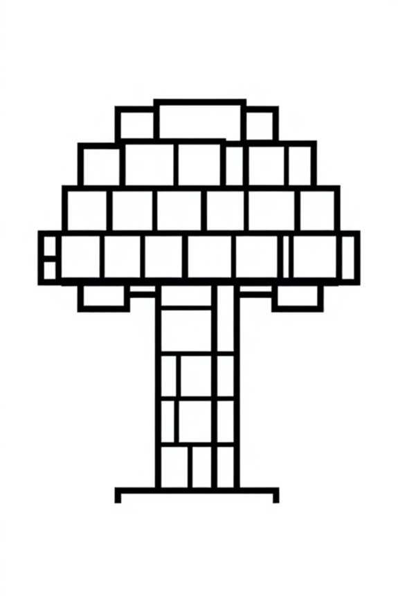 Pixelated Tree Coloring Sheet