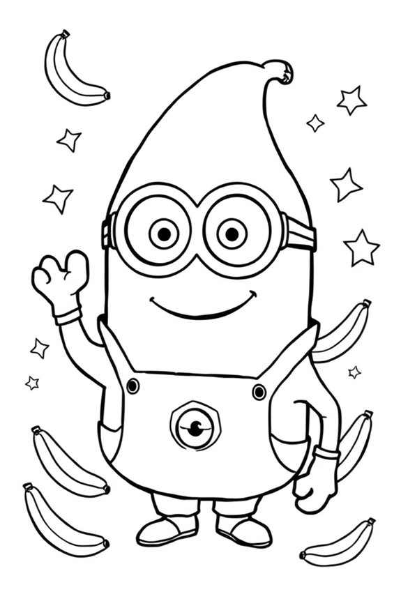 Minion in a Banana Costume Coloring Sheet