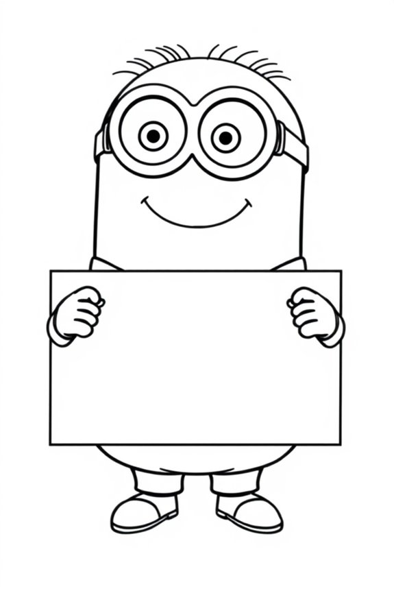 Minion Holding a Sign Coloring Sheet