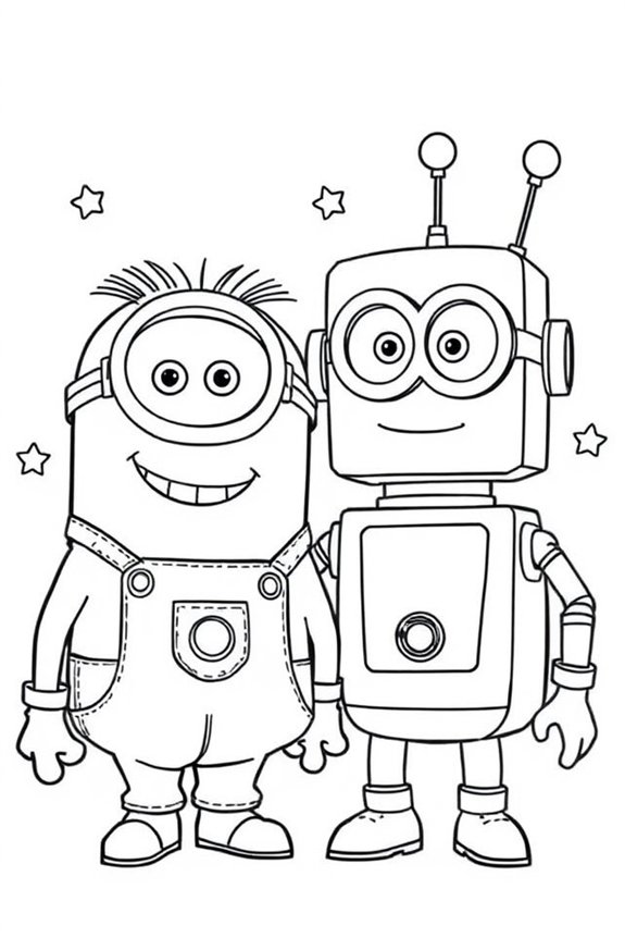 Minion and Robot Friend Coloring Sheet